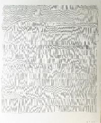 Kostana Banovic, z.t. 2007, met potlood betekend, geperforeerd papier, 40 x 33.5 cm.

(uit zesdelige serie, met verschillende rijen perforaties en potloodstrepen - hier veel rijen)
PHŒBUS•Rotterdam