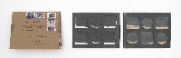 Dominique De Beir, 'Peinture graphite, encre, impacts sur papier et carton', april 2020, tweemaal 20 x 27 cm., plus envelop.
PHŒBUS•Rotterdam