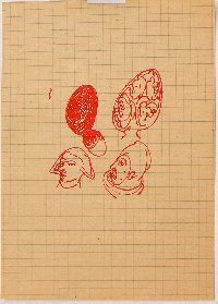 Bea Emsbach, tekeningen van haar afstudeerproject 1994, rode inkt / A5 papier. (man_vrmet2hfddksls) UNICUM
PHŒBUS•Rotterdam