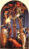 Rosso Fiorentino, 'Deposizione dalla croce (Kruisafname)', 1521 - de afbeelding vonden wij bij de destijds gemaakte foto van de ophanging van het 'Rideau du Louvre'.
PHŒBUS•Rotterdam