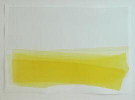 Joachim Bandau, aquarel 2006, een vlak verdunde zwarte aquarelverf, vijf banen gele aquarelverf, 0.70 x 1 m., gesigneerd ''Bandau 2006''
PHŒBUS•Rotterdam