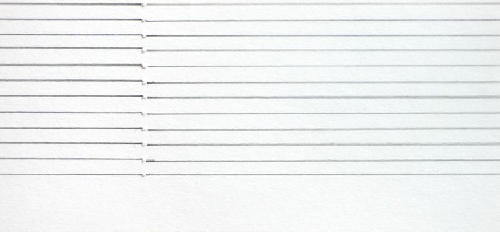 Kostana Banovic, detail uit: z.t. 2007, betekend, geperforeerd papier, 50 x 70 cm.

(twee rijen potloodlijnen, drie rijen perforaties)
PHŒBUS•Rotterdam