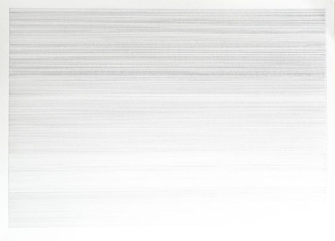 Kostana Banovic, z.t. 2007, betekend, geperforeerd papier, 50 x 70 cm.

(een rij potloodlijnen, twee rijen perforaties)
PHŒBUS•Rotterdam