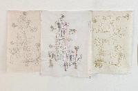 Célio Braga, 'Les Fleurs du Mal', 2018/2020 – borduursels en fragmenten van bijsluiters op doek; triptiek, 0.53 x 0.95 m.
PHŒBUS•Rotterdam