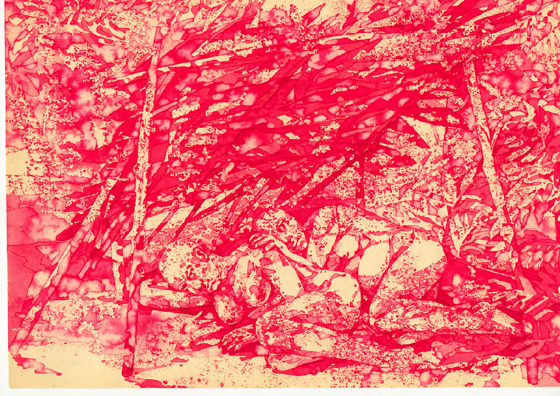 Bea Emsbach, Ruhe auf der Flucht, 2014, waterverf (met zuigvulpen aangebracht)/papier, 21 x 30 cm.
PHŒBUS•Rotterdam Bea Emsbach, Ruhe auf der Flucht, 2014, waterverf (met zuigvulpen aangebracht)/papier, 21 x 30 cm.
PHŒBUS•Rotterdam