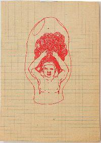 Bea Emsbach, tekeningen van haar afstudeerproject 1994, rode inkt / A5 papier. (1figvhaar) UNICUM
PHŒBUS•Rotterdam
