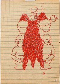 Bea Emsbach, tekeningen van haar afstudeerproject 1994, rode inkt / A5 papier. (2kdskruikndraden) UNICUM
PHŒBUS•Rotterdam