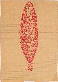 Bea Emsbach, tekeningen van haar afstudeerproject 1994, rode inkt / A5 papier. (ballonneuzen) UNICUM
PHŒBUS•Rotterdam