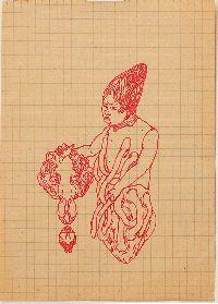 Bea Emsbach, tekeningen van haar afstudeerproject 1994, rode inkt / A5 papier. (figmetschoenenea) UNICUM
PHŒBUS•Rotterdam