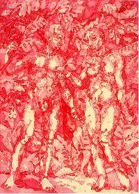 Bea Emsbach, tekeningen in rode inkt, A4, uit de expositie ''Tarnhaut'', 2009
PHŒBUS•Rotterdam